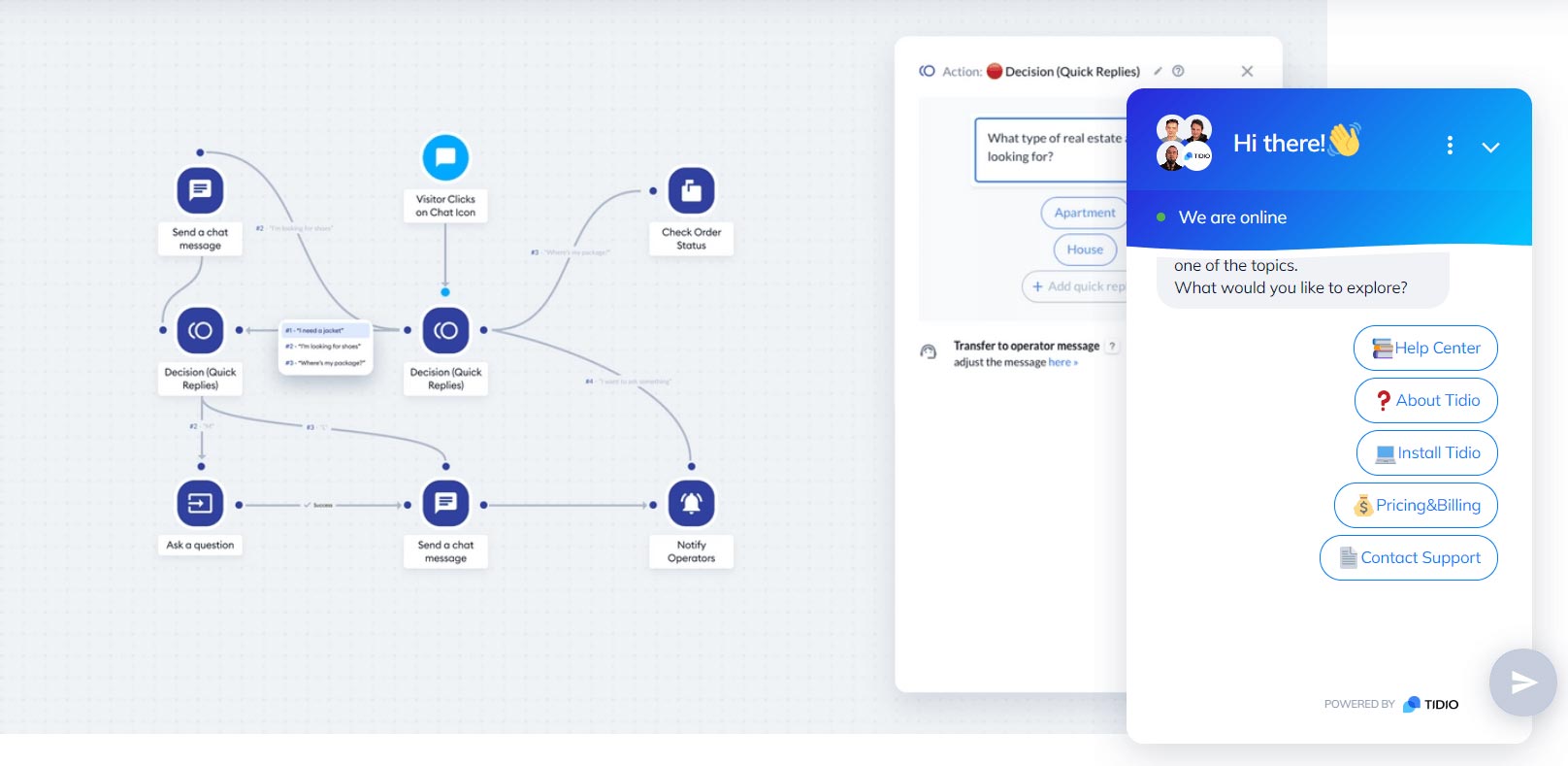 Automated lead generation tool example, Tidio