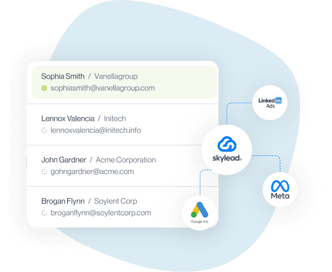 Image of list of emails for marketing use case, finding email and creating lookalike audiences on LinkedIn ads, Meta or Google Ads