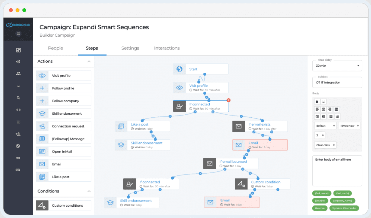 Expandi LinkedIn bot, 2nd smart sequences