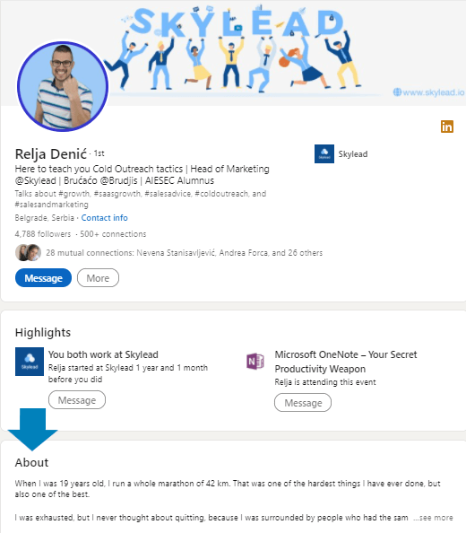 About section on LinkedIn