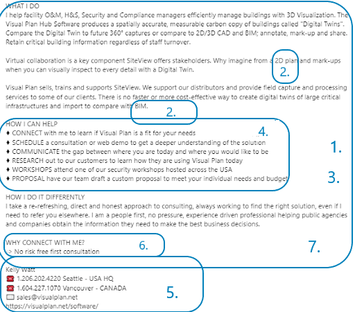 LinkedIn summary examples following the structure