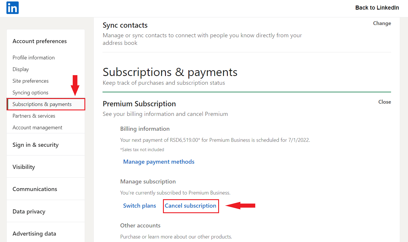 Image of how to cancel LinkedIn subscription and get 50% discount