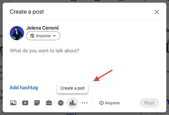 Image of how to create LinkedIn poll step 2