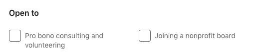 LinkedIn Filter Open to Pro Bono Consulting and Volunteering