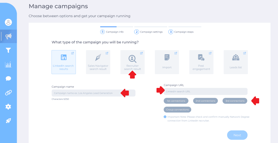 How to find employees, Image of Skylead outreach campaign using LinkedIn Recruiter Lite