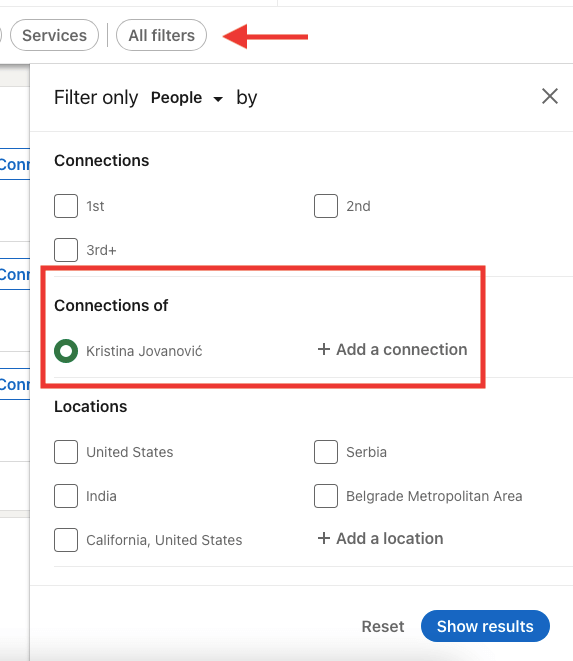 Connections of filter