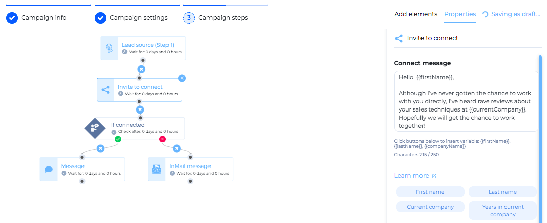 LinkedIn, Image of sending free or paid email through Skylead, sales engagement platform