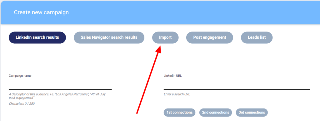 Import button in Skylead