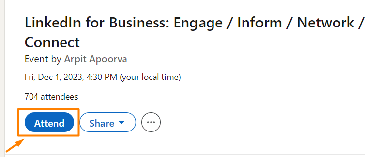 How to network on LinkedIn - Attend LinkedIn events button
