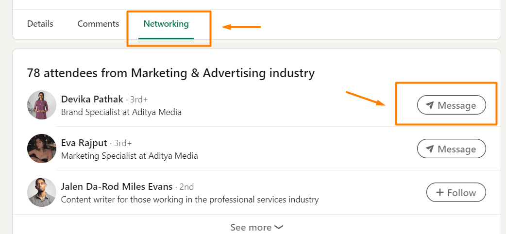 How to network on LinkedIn - Networking tab on LinkedIn events