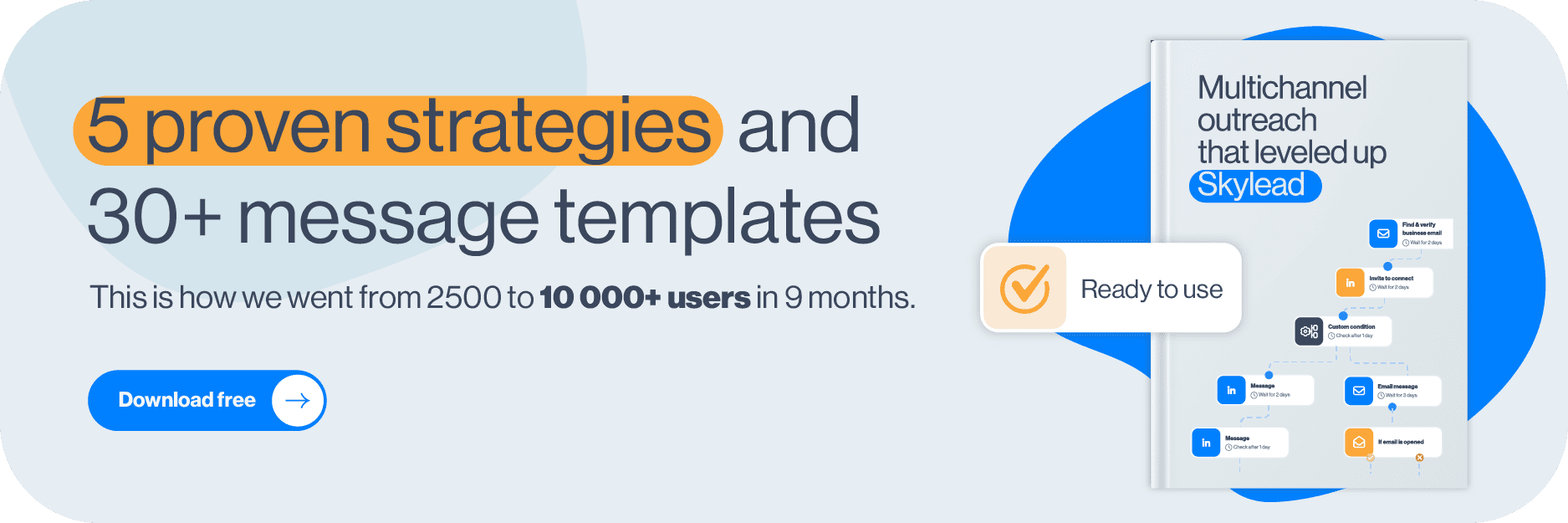 Image of CTA banner 1 for Skylead salesbook - ready-to-use outreach template that can be applied to our LinkedIn automation and cold email software