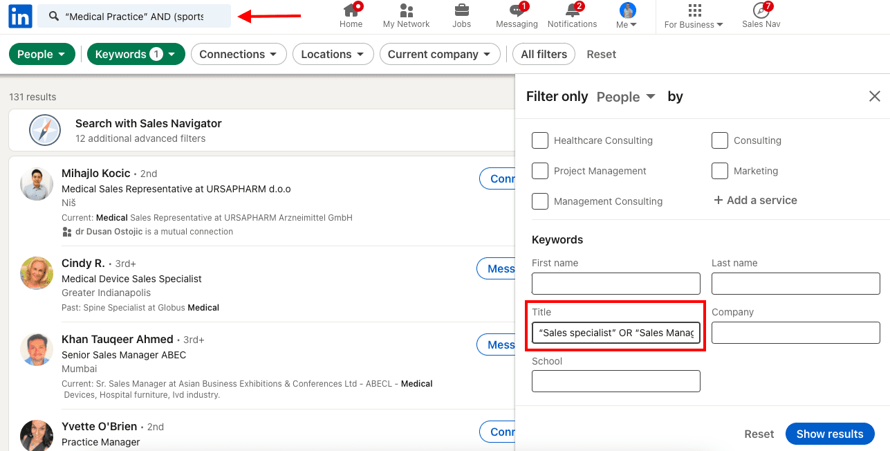 How to use Boolean search string example to target or blacklist leads from a niche industry, LinkedIn filters