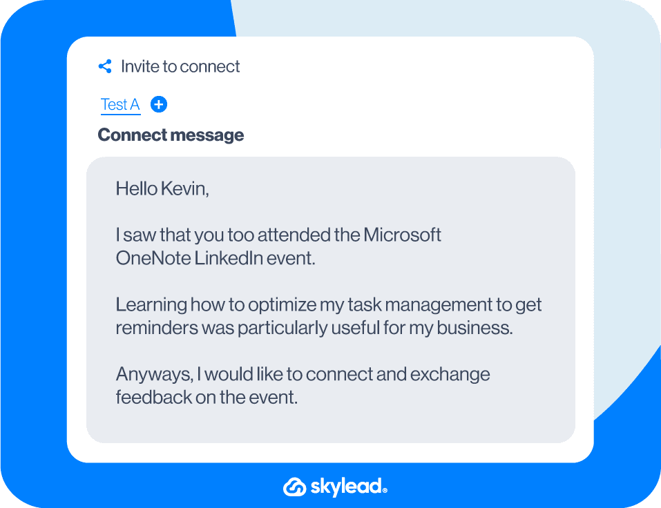 LinkedIn connection message example, LinkedIn event attendees